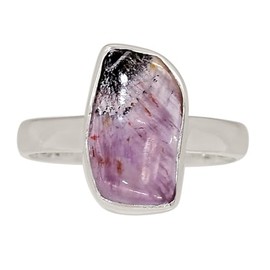 Xtremegems Natural Cacoxenite Super 7 Mineral Melody Stone 925 Silver Ring s.10 ALLR-30136