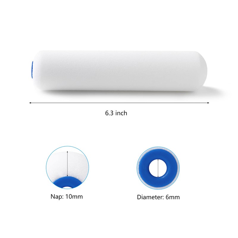 Mister Rui Foam Paint Roller Cover, 6 Inch Sponge Paint