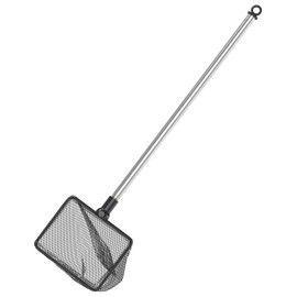 Uniclife 7.6cm Aquarium Fish Net with Telescopic Stainless Steel Handle Small Square Net with Soft Fine Mesh Sludge Food Residue Wastes Skimming Cleaning Net for Fish Tanks Small Koi Ponds and Pools