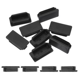 PATIKIL 2x1 Inch Plastic Tubing End Caps, 10 Pcs Rectangular Hole Plug Insert for Round Iron Pipe Chair Leg Table Bookshelves Patio Furniture, Black