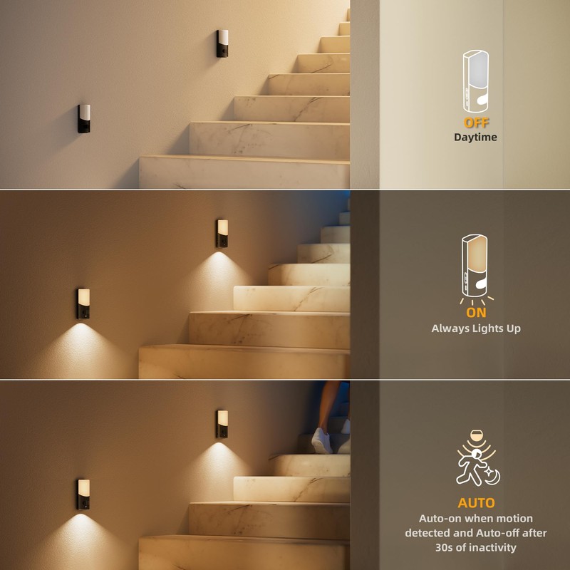 Lyridz Rechargeable Wall Sconce, LED Motion Sensor Night Light, Stick-on