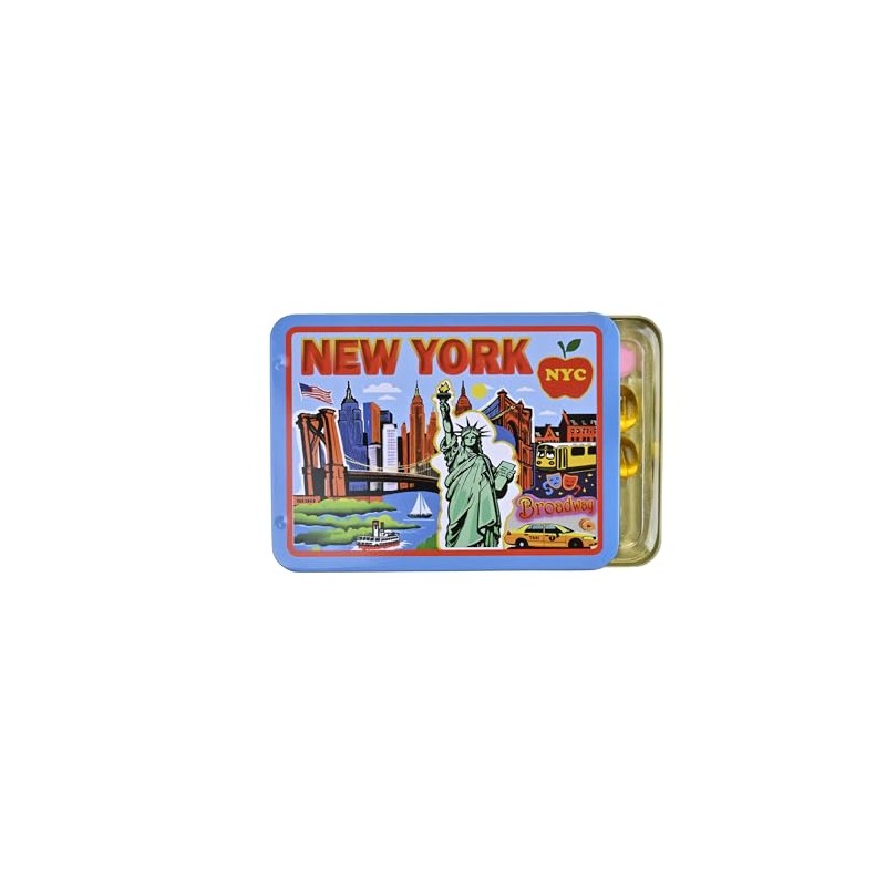 New York Fridge Magnet by Pillzar, Tin Portable Pill Box