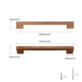Evionlin Walnut Square 5 in 6 pcs Wooden Drawer Pulls Handle pulls for cabinets Kitchen Cabinet Drawer pulls Cabinet Door Pull