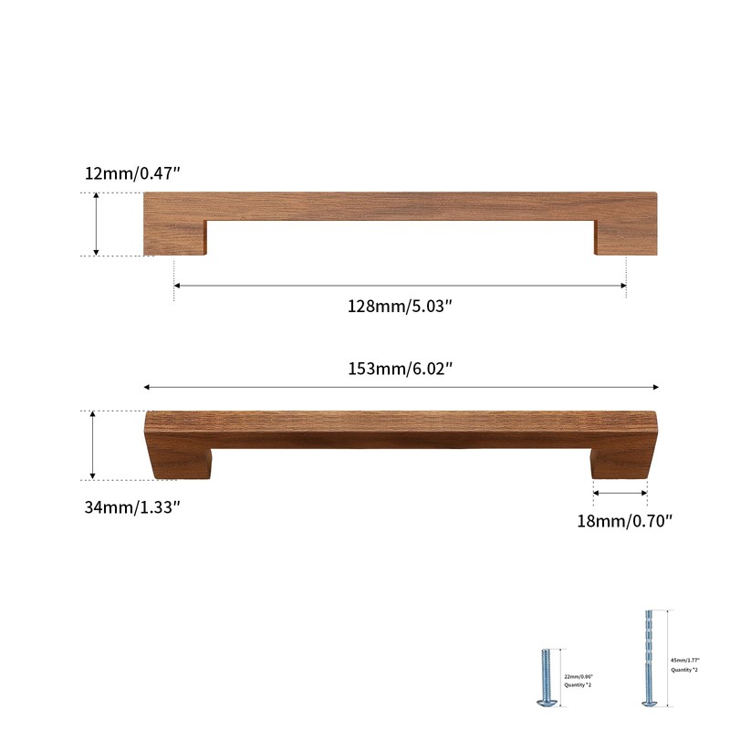 Evionlin Walnut Square 5 in 6 pcs Wooden Drawer Pulls