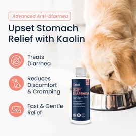 Vets Preferred Anti-Diarrhea & Gas Relief for Dogs – Kaolin Formula to Soothe Upset Stomach & Support Digestive Health – All Breed & Size Dogs – 8 fl oz Liquid – Made in USA