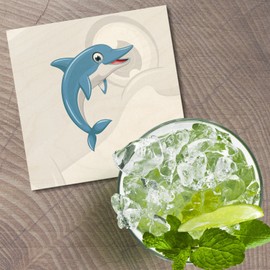 Unbranded Funny Dolphin Animal 4'' X 4'' Square Wooden Coaster