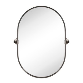 TEHOME Oval Oil Rubbed Bronze Pivot Bathroom Mirror Pill Shaped Tilting Bathroom Vanity Mirror Metal Framed Adjustable Mirror, Overall 23.84 x 30 inches (Mirrror 20 x 30 inches)