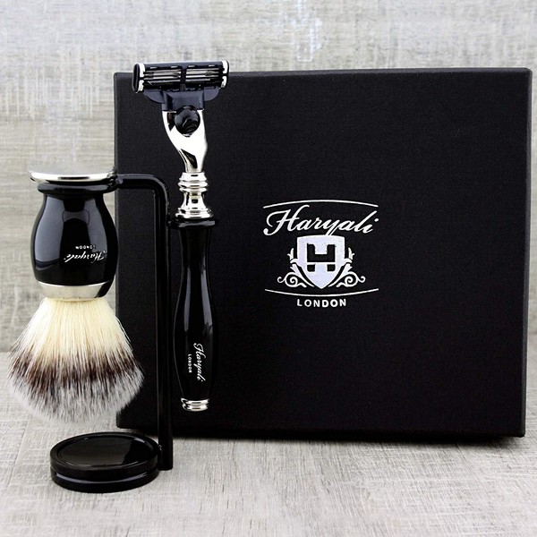 Haryali London Gold Antique Design Men's Shaving Set 3 Edge