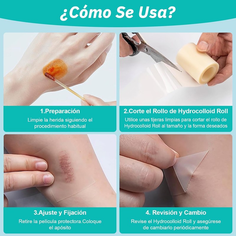 Yakiter 5CM*3M Cinta Hydrocolloid Roll,Vendajes de Parches Hidrocoloides con Autoadhesivo,Ultra