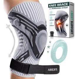 AREST Knee Support with Compression Band for Men and Women - Compression Knee Support with Side Stabilisers for Meniscus and Osteoarthritis - Bandage Knee Sport (M)