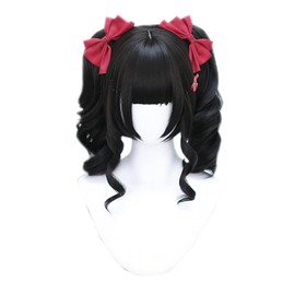 Princess Cut, Loose Fluffy, Curly Hair, Natural Lolita Wig, Harajuku Style, Twin Tail Net, Heat Resistant, Cute Yume, Cosplay, Lolita Style, Daily Wig, Wig (Black)
