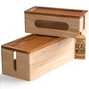 NATURE SUPPLIES Set of Two Natural Wood Cable Management Box,