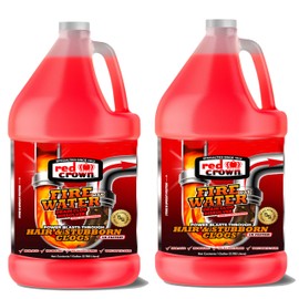 Fire Water Max Drain Clog Dissolver, Hair Clog Liquid Cleaner & Remover for Any Sink Shower Tub Pipe Drains Septic Safe, 5X Faster Action, 1 Gallon, 2 Pack