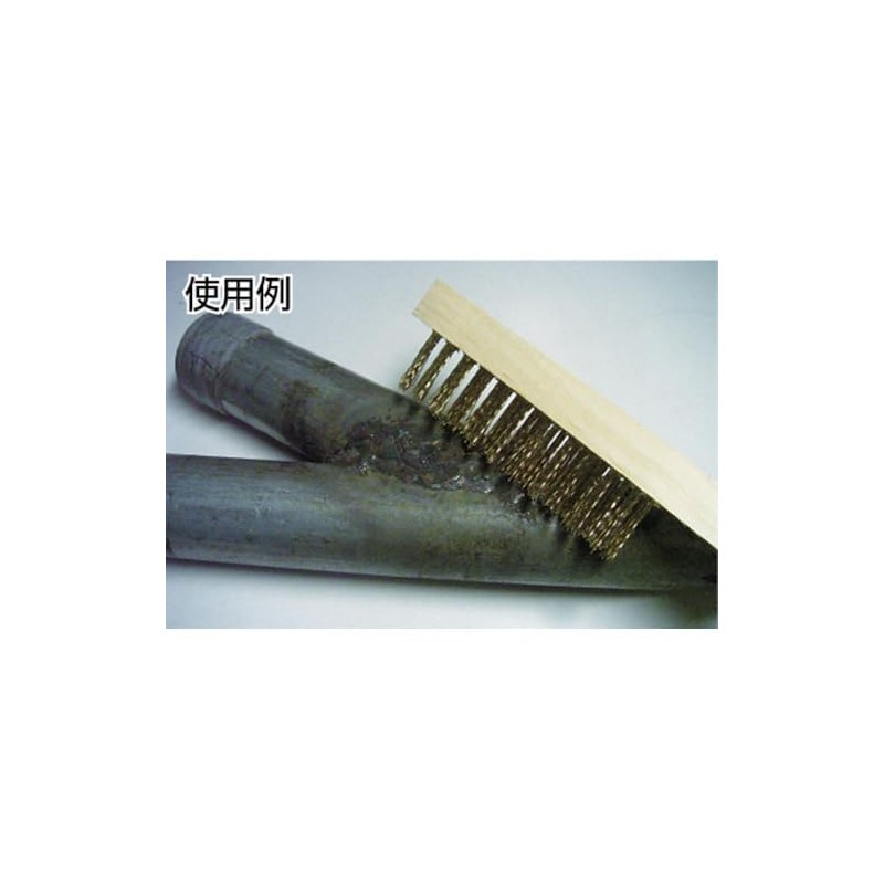 TRUSCO TB-5031 Wooden Handle 3 Line Brush, Stainless Steel Wire