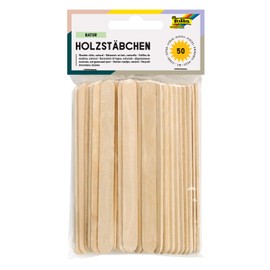 folia Natural Wooden Sticks, Approx. 11.4 x 1 x 0.2 cm, Pack of 50 with Rounded Ends, Ideal for Decorating, Crafting or Learning Numbers, ca. 11,4 x 1 x 0,2 cm