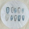30Pcs Blue Press on Nails Long Almond Fake Nails with