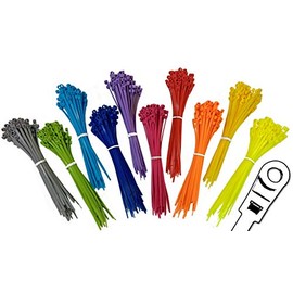 Electriduct 4" Nylon Mounting Cable Ties Plastic Mount Head Screw Zip Ties - 18 lbs - 500 Pack - Multicolor (Blue, Red, Green, Yellow, Fuchsia, Orange, Gray, Purple)