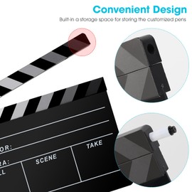 Ribvane Film Director Shingle Plate, Slate Photography, Video, TV Cut Action Scene Acrylic Clapper Board Props with a Magnetic Blackboard Eraser, Two Custom Pens
