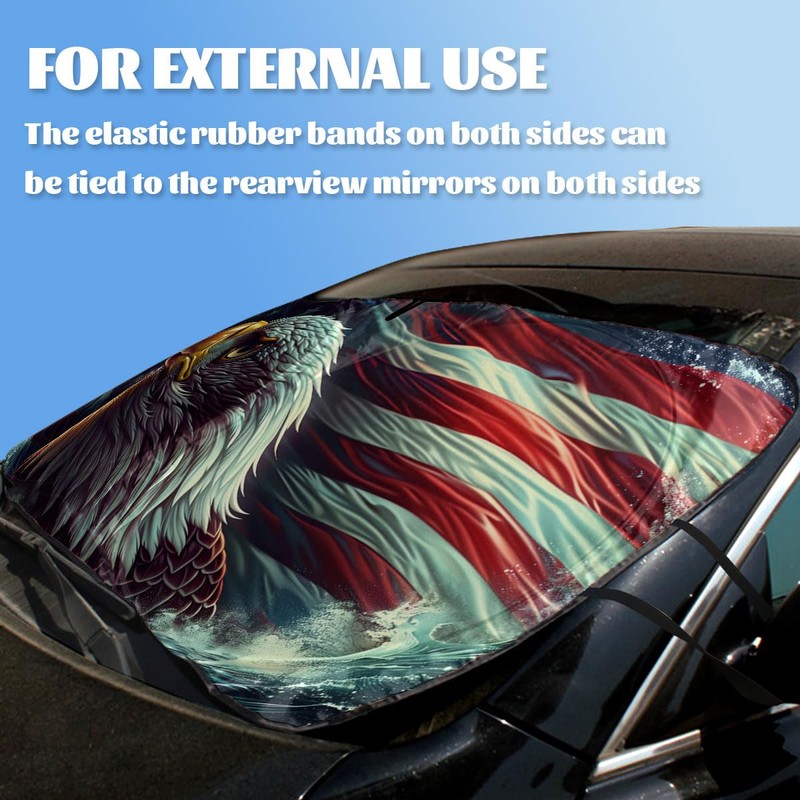 American Flag Eagle Car Windshield Sunshade Folding Patriotic Eagle Heatshield