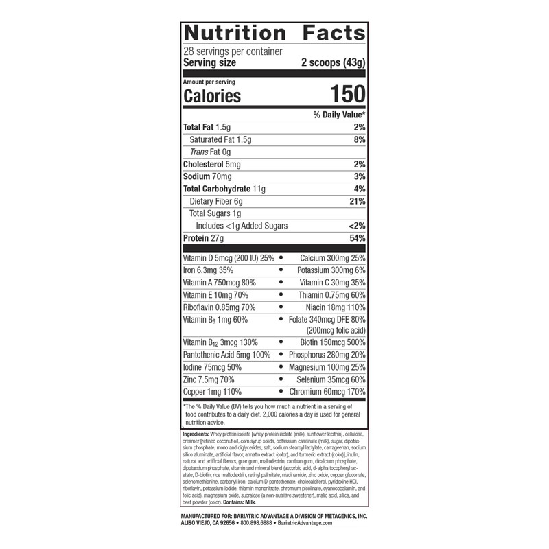 Bariatric Advantage High Protein Meal Replacement Drink Mix, Protein Powder