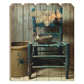 "This Old Chair" By Artisan Susie Boyer, Printed on Wooden Picket Fence Wall Art