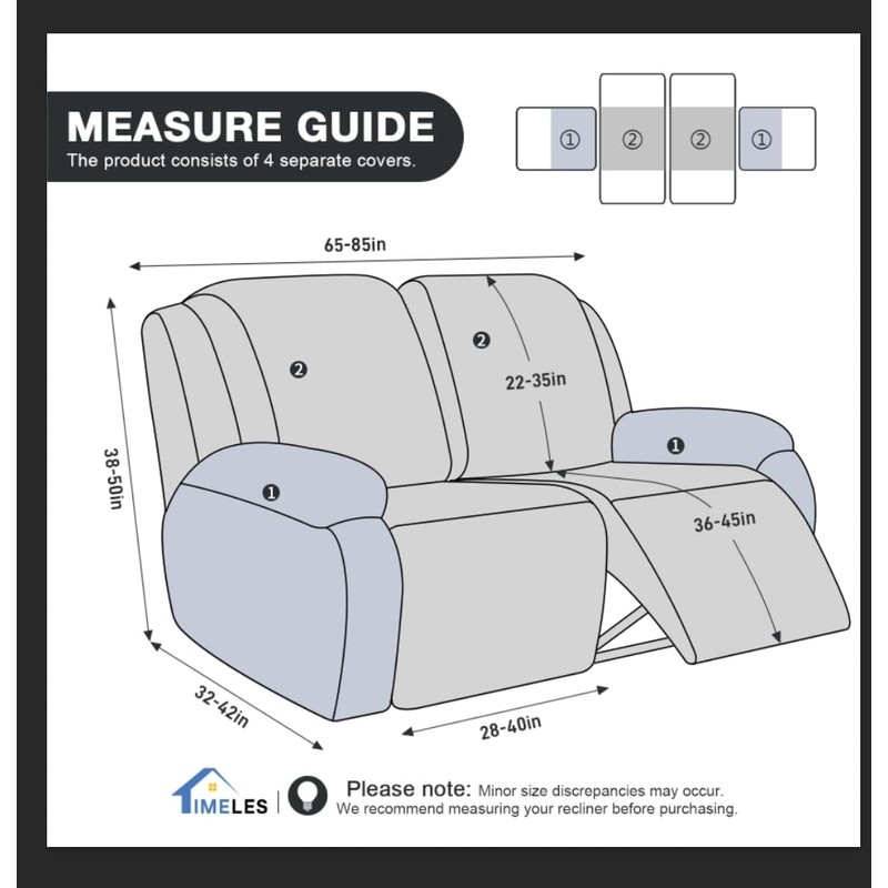 Timeles Extra Wide Recliner Loveseat Cover Oversized Reclining Couch Covers