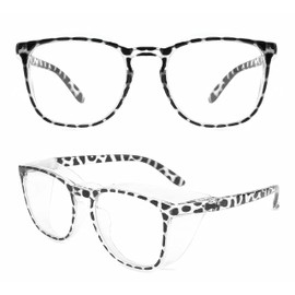 Alsenor Safety Glasses Anti Fog Goggles Protective Eyewear Blue Light Blocking Anti Dust UV Protection Glasses For Men Women (Black-Leopard)