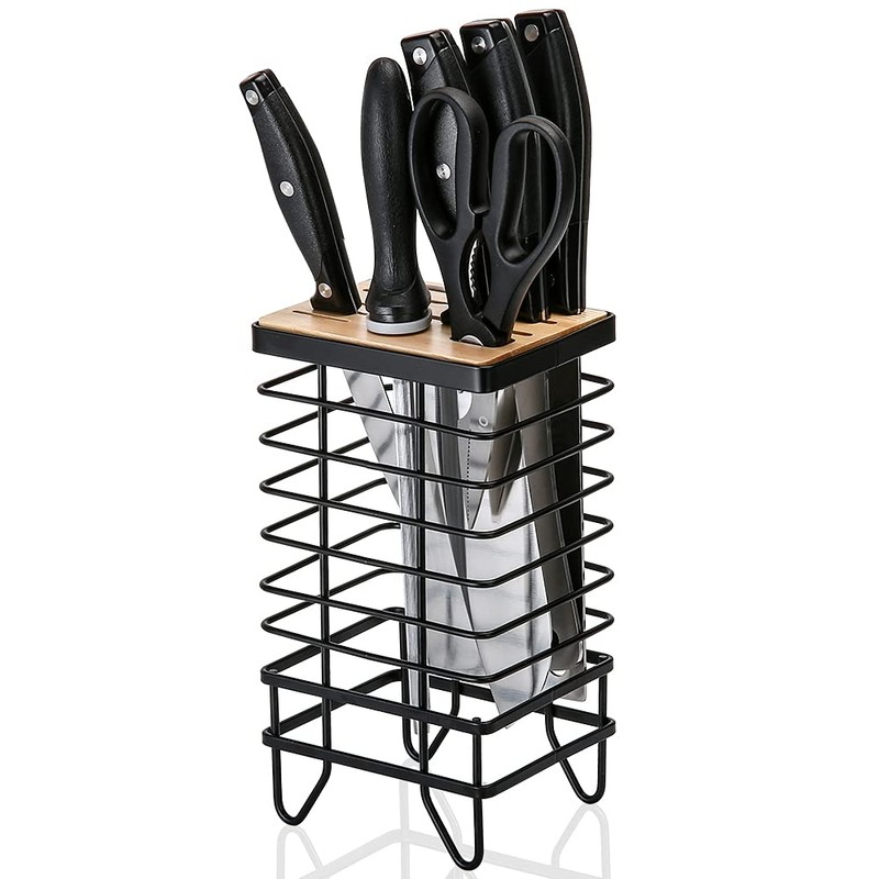 LINFIDITE Knife Block Holder Universal Kitchen Knife Organizer Storage Stand