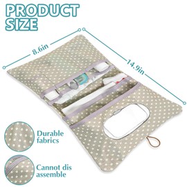 LAINIKE Nappy Bag Organiser and Cosmetic Bag 2-in-1 Nappy Bag Small Changing Bag Organiser Baby Nappy Bag for Mother on the Go (Leaves)