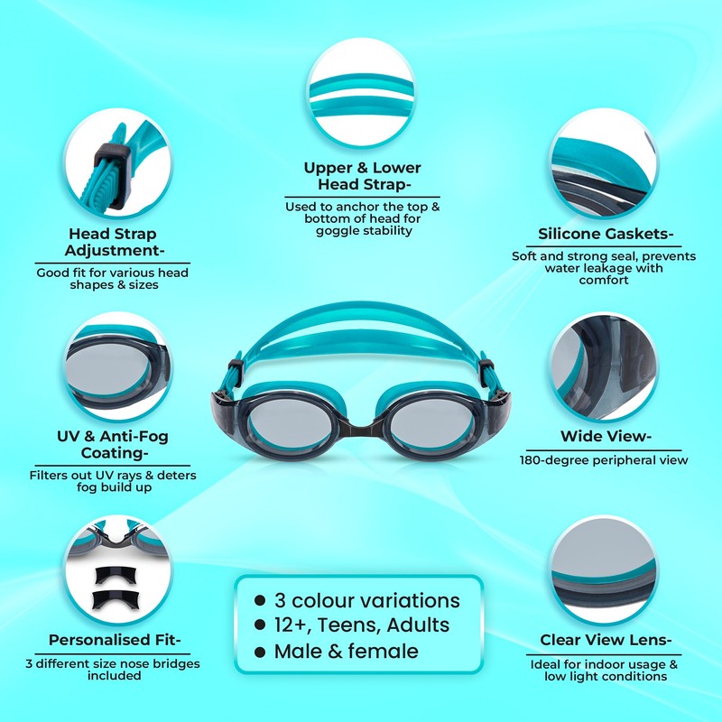 MaiKud Unisex Swimming Goggles (Light Blue)