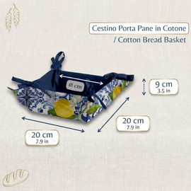 Cotton Bread Basket for Table Bread - Baskets with Different Patterns, Table Bread Bin 20 x 20 x 9 cm