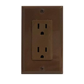 RiteAV 15A Electrical Duplex Receptacle Wall Outlet Plate 1 Gang Decorative - Brown