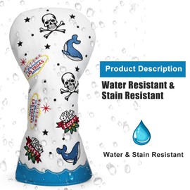 ゴルフクラブヘッドカバー Shark ゴブレットゴルフヘッドカバー ゴルフウッドカバー Aliennana ドライバーカバー （DR)フェアウェイウッド（FW)、ユーティリティ用(UT) (ドライバー用(1枚)) 高級刺繍 PUレザー製 (マレットパタ(1枚）)