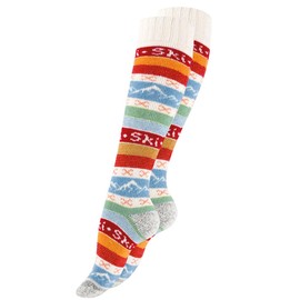 STARK SOUL Ski Socks HYGGÈ with Wool - Knee Socks, Wool White-Red