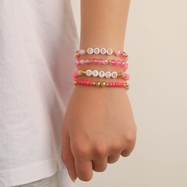 Flvkev Elphaba Galinda Friendship Matching Bracelets Witch Matching Bracelets BFF Couples Accessories Christmas Gifts (pink)