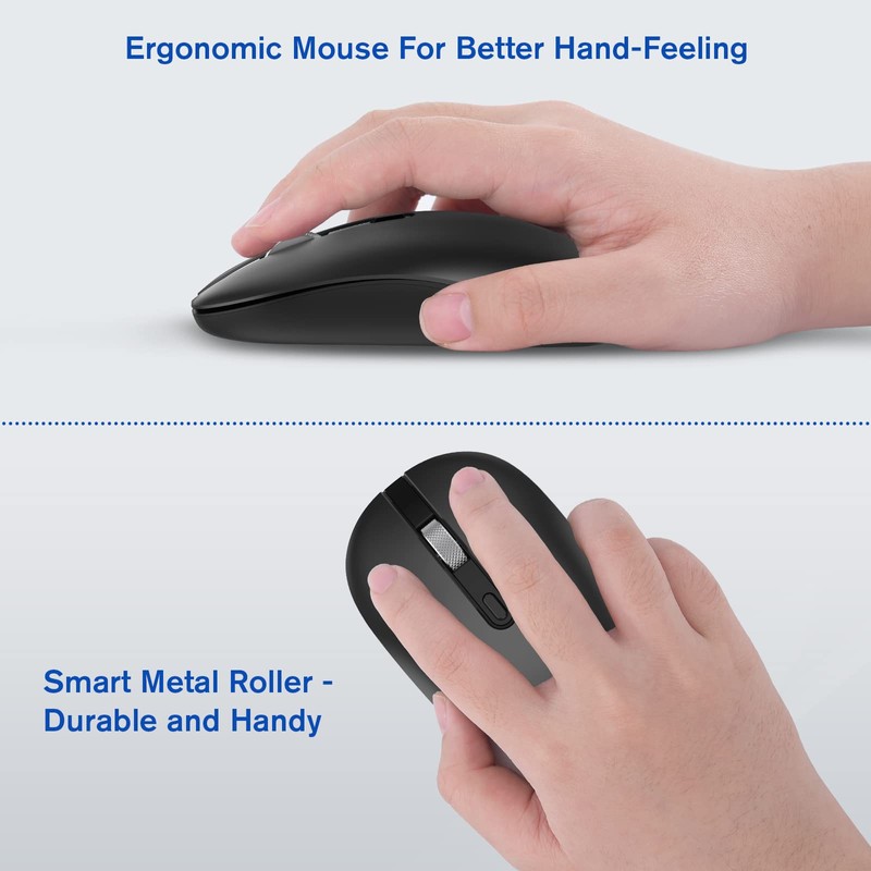 cimetech Kabellose Maus 2.4GHz Leise Funkmaus Ergonomisch mit USB-Empfänger 3