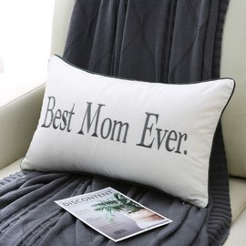 Sanmetex Mom Gifts from Son, Daughter for Mom - Best Mom Ever Gifts for Mothers Day, Lumbar Pillow Cover 12x20 Inch.