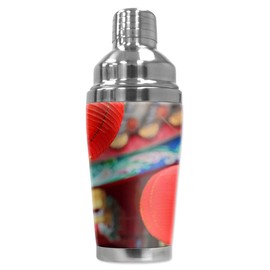 Mugzie MAX 20 Ounce Stainless Steel Cocktail Shaker - Martini Shaker with Wetsuit Cover - Hanging Oriental Lanterns
