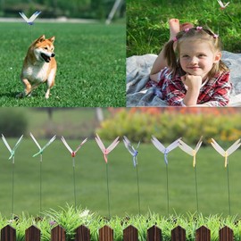 UGpine 4PCs Fake Dragonfly Clips,Outdoor Simulation Dragonfly Clip,Natural Organic Concept Insert Pole Clip,Gardening Decoration Insert Plaque Patio Garden Decoration