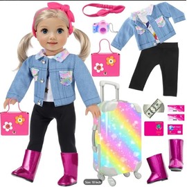 Ebuddy Bundle Set, Dazzle Western Traveler, ~❤️ Suitcase & Accessories, 18" Doll