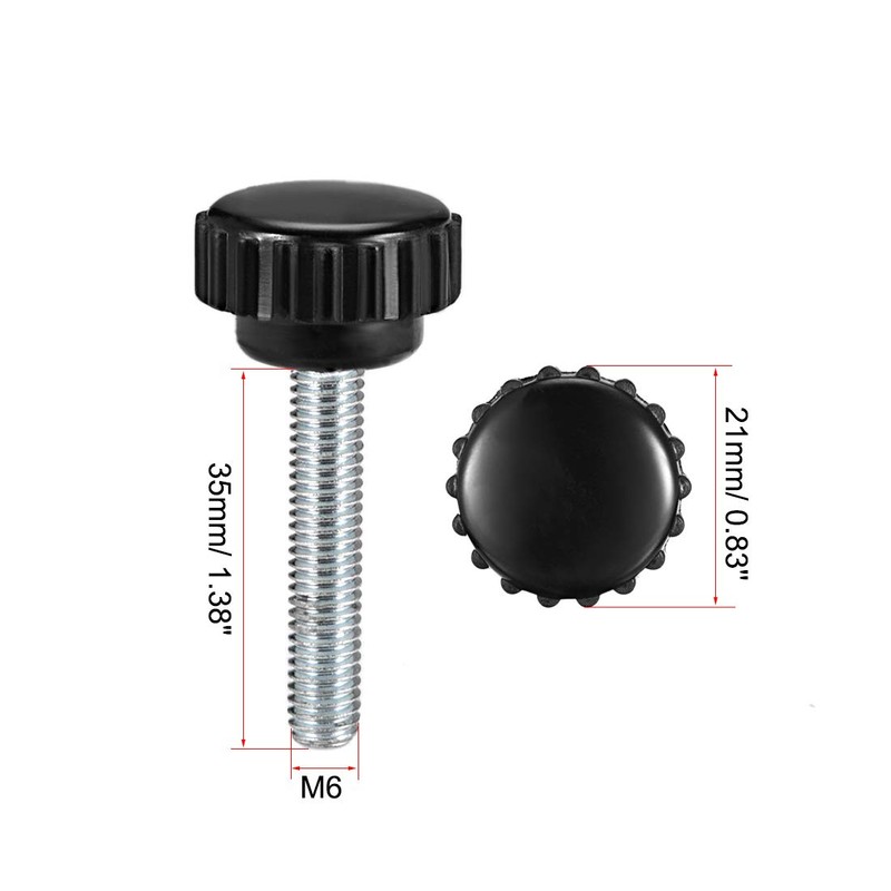 sourcing map M6 x 35mm Metric Male Thread Knurled Clamping