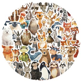 Hoxfly 50Pcs Cute Animal Stickers, 2 Inch Mystical Forest Sticker, Aesthetic Vinyl Waterproof Sticker for Water Bottle Scrapbook Journal Laptop Luggage Guitar Suitcase Skateboard Bike Bumper (C)