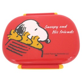 Ken Onishi Peanuts/Snoopy & His Friends Lunch Box, Red, Size: Approx. W5.5 x D4.4 inches (14 cm), D4.4 inches (11.3 cm), H5 SLI-1502