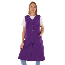 Women's Sleeveless Cooking Apron Apron Button Coat Plain House Dress, purple