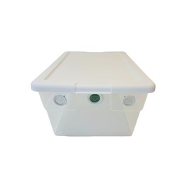 Vented Terrarium 16 Quart Container Vivarium with 4 White Vents & Hygrometer Humidity & Temperature Sensor for Isopods, Reptiles, Scorpions, Millipedes, and Other Invertebrates