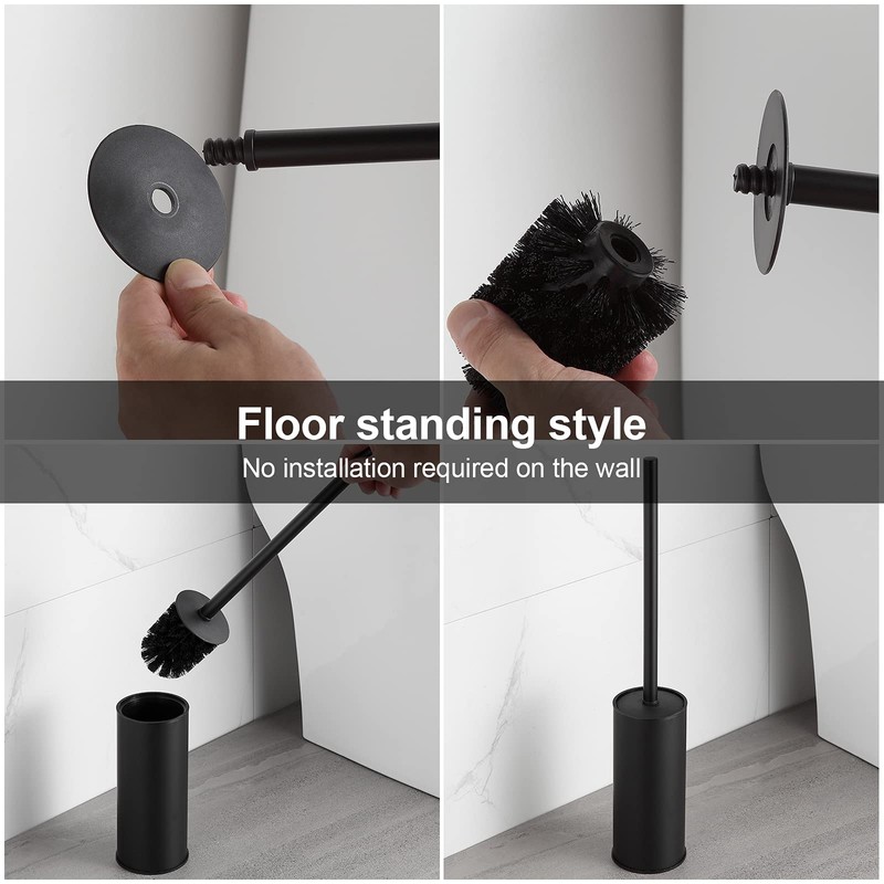BGL 304stainless steel standing toilet brush for bath decor (Black)