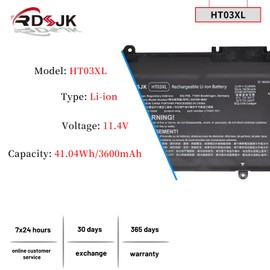 HT03XL HSTNN-IB8O Laptop Battery for HP Pavilion 14-CE 14-CF 14-CK 14-CM 14-DH 14-DQ 14-DK 15-CS 15-CW 15-DA DB 15-DW 15-DY 17-BY 17-CA Series 14-CE0068ST 15-CS3073CL 15-DA0012DX L11119-855 HSTNN-LB8M