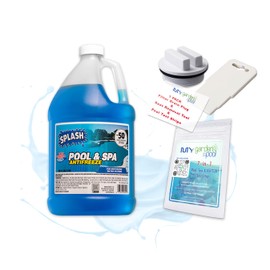 Splash Pool Antifreeze & Spa Antifreeze with My Garden Pool 7 in 1 Test Strips & 1.5" Threaded Pool Spa Return Line Winterizing Plug & Pool Filter Drain Plug & Seat Removal Tool - Winterizing!
