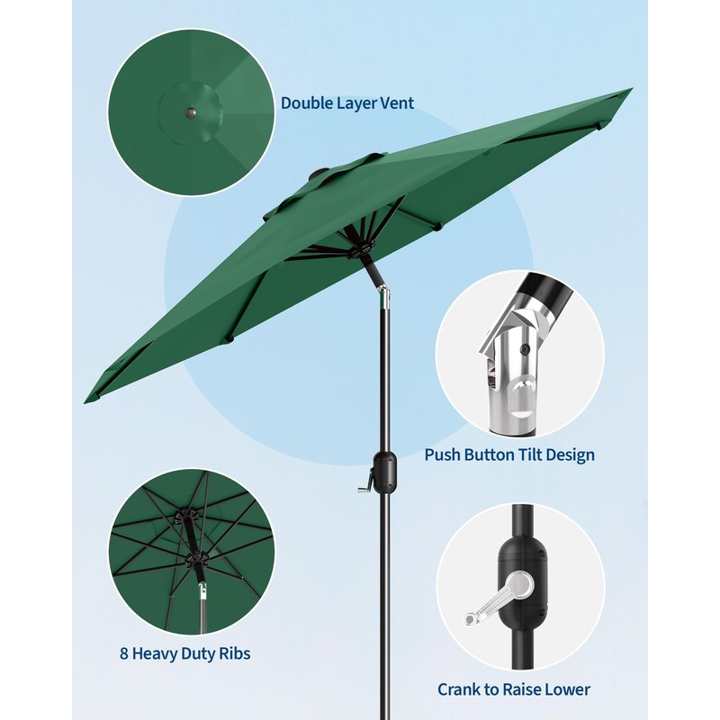 HarmonyHealth 9FT Patio Umbrella Outdoor, Market Umbrella, Table Umbrella with