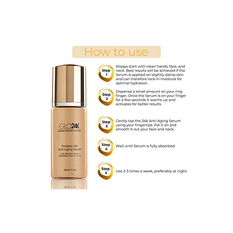 GLO24K Suero antienvejecimiento con oro de 24k Gold con vitaminas